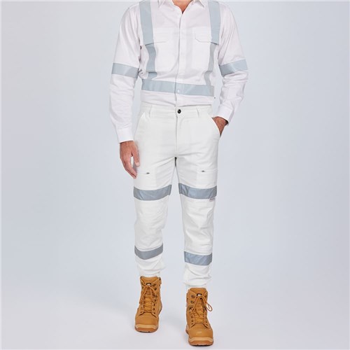 White work pants hi vis